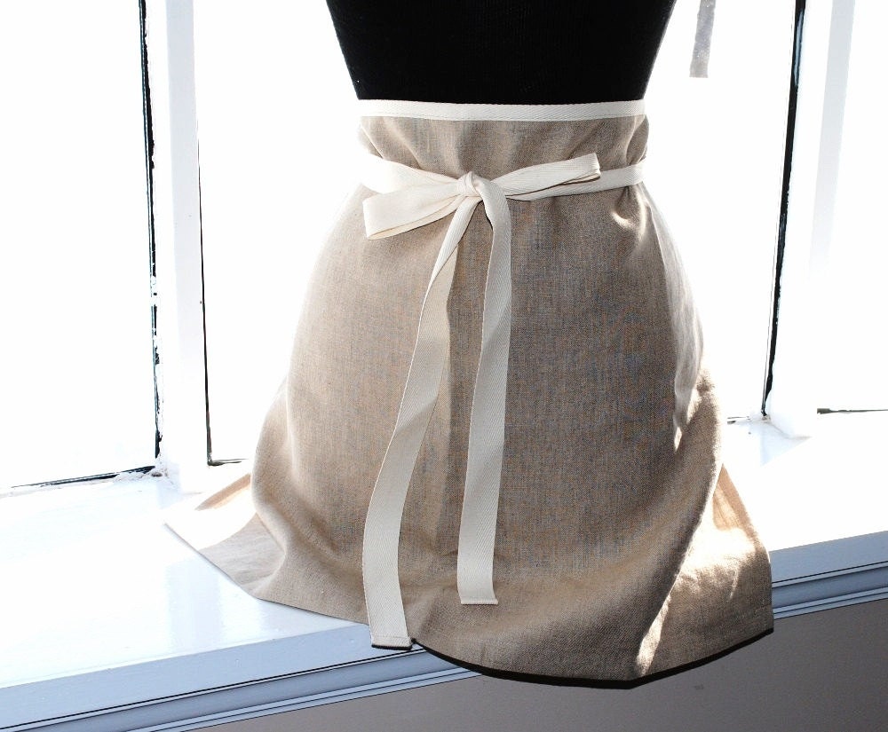 Handmade Linen Cafe Apron Bistro Apron Barista Apron Half