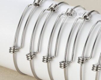 Stainless Steel 10 pcs adjustable basic bangles wired bracelet findings-G2260
