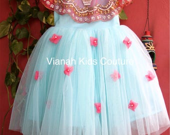 Cute embellished cape gown for your lil ones.