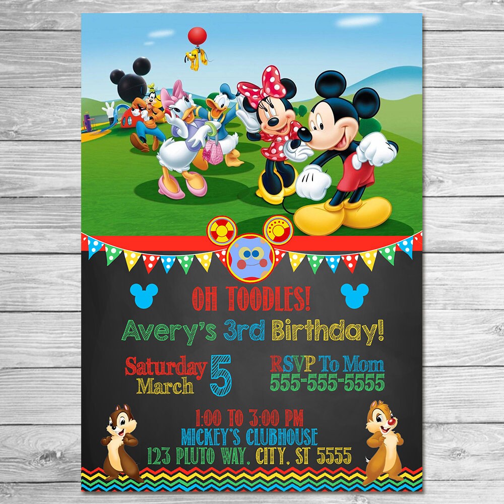 mickey mouse clubhouse invitation chalkboard mickey mouse mickey mouse clubhouse 1st birthday party invitations