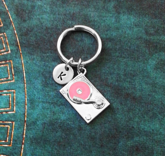 Turntable Keychain SMALL Pink Turntable Keyring Vinyl Record