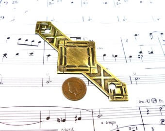 Vintage Eastlake Victorian Gothic Decorative Brass Plate Brass Hardware Accent Applique Doohickey
