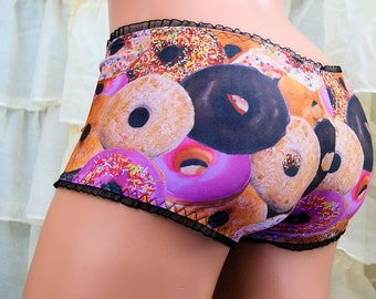 Go Nuts for Donuts! Lace Boy Booty Shorts Choose Size - MTCoffinz