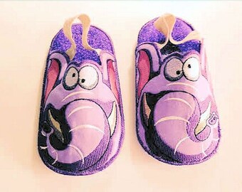 Elephant Bedroom Slippers, Kids Bedroom Slippers, Elephant Slippers, Embroidered Slippers, Made to Order