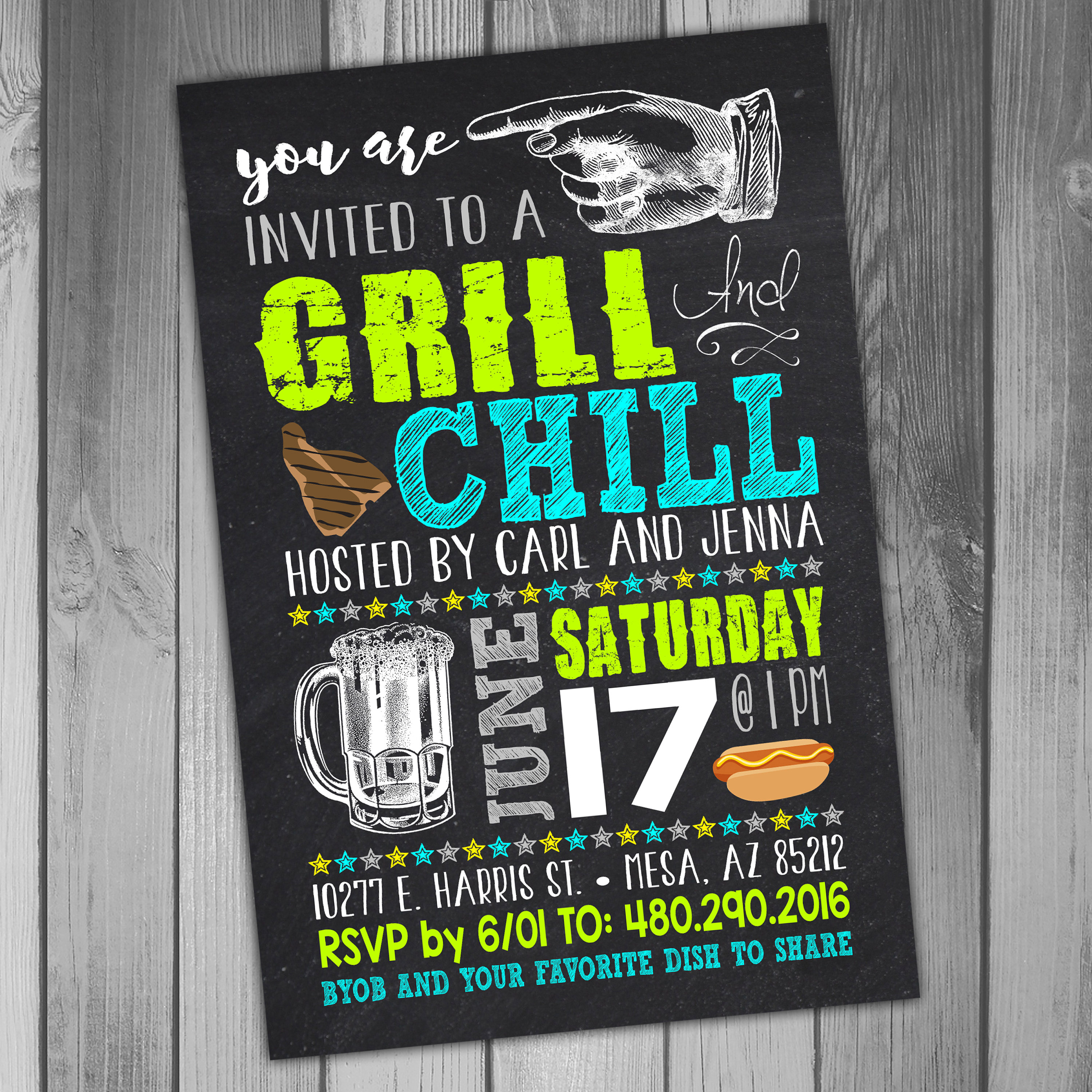 BBQ Invitation BBQ Invite BBQ Party Barbecue Grill And Chill