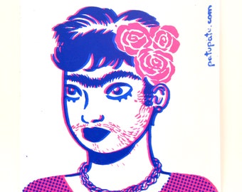 Screenprinted Sticker // Mono-eyebrow // Portrait