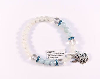Aquamarine and Rainbow Moonstone bracelet.