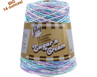 BEACH BALL BLUE 14oz Sugar N Cream Cotton Cone yarn, 706 yards Cotton yarn, Variegate Blue Ombre Lily Sugar & Cream cotton dishcloth yarn <