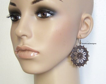 Statement Antique Copper Filigree Earrings/Copper Earrings/Large Copper Earrings