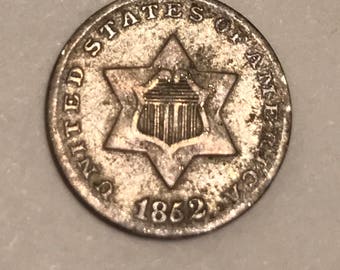 Beautiful 1852 Silver US 3 Cent Piece ( the smallest coin to be produced by The United States in all of its history).