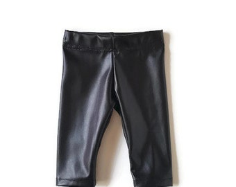 Leather baby leggings, faux leather baby clothes, vegan leather baby leggings, black leather baby pants, trendy baby clothes