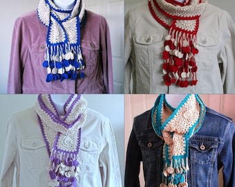 Granny Square Crochet Scarf with Tassels