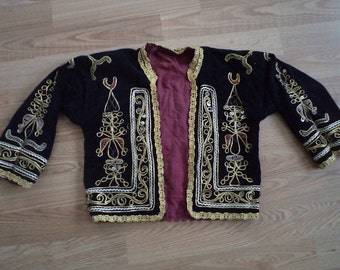free shipping VINTAGE embroidered velvet jacket SİZE = 55" X 21" ( 138 cm X 53 cm)