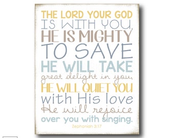 Mighty to Save | Zephaniah 3:17 - Christian Art Print