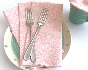 Cloth Napkins - Luncheon Napkins - Scroll Print Napkins - Spring Napkins - Cloth Dinner Napkins - Baby Shower Napkins - Easter Napkins