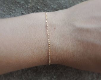 Solid Yellow Gold Chain Bracelet 10k - Italian 1.2mm Cable Diamond Cut