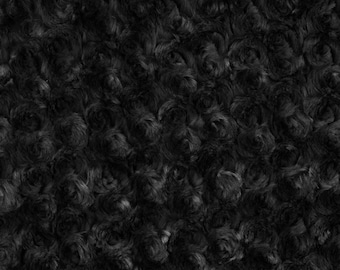Black Rosebud Cuddle Minky Fabric, Sold by The Yard