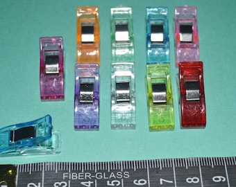 10 x Mini Quilting Clips/Sewing Clips/Binding Clips - Mixed Colours