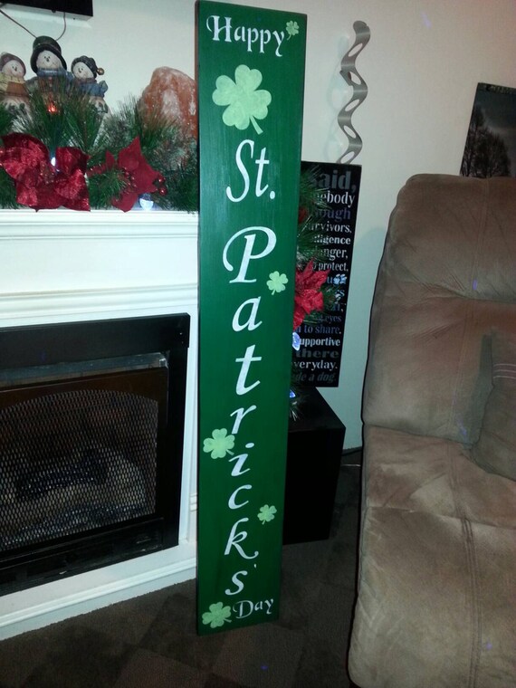 Happy St Patrick S Day Vertical Porch Wood Sign