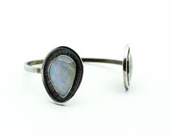 Rainbow Moonstone Bracelet, Gemstone Bracelet, Moonstone Cuff, Silver Bangle, Cuff Bracelet, Sterling Silver Bracelet, Moonstone Jewelry