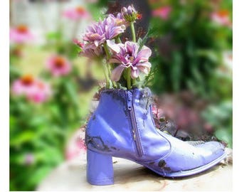 flower planter - outdoor planter , Patio Planter - Shoe planter - Garden decor- Garden art - # 25