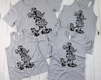 Disney Mickey full Silhouette Shirts | Family Disney Shirts | Women's Tank Top | Disney T-shirts for Girls/Boys