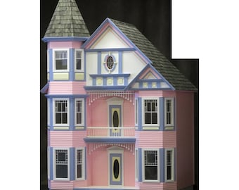 Genevieve, The Great Painted Lady Victorian Wooden Dollhouse Kit, Treasury List, Scale One Inch