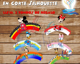 Wrapper Disney for Cupcakes, digital files png, pdf and .Studio for print and cut in cameo Silhouette love amor