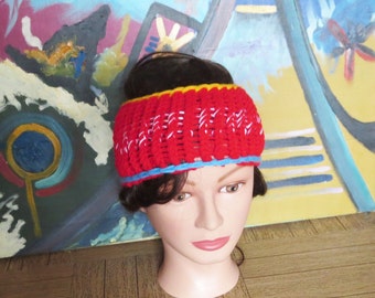 Sale! Knit Headband, Ti Stephani's "Fiesta" Headband, Bright Ear Warmers, Womans Knit Accessories, Party Hairband, Knit Accessories