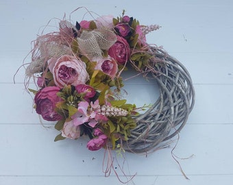 Wreath//door pendant//gift//All time//peony//Old Rose Red//rugged//decoration//gift mother, girlfriend//brocant//door wreath