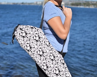 Black and White Baroque Yoga Mat Bag