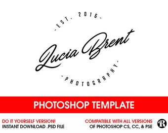 Signature Logo Photography Logo Instant Download, Stamp Logo, DIY Logo, PSD Logo, Do It Yourself Photoshop Logo Template, Cursive Logo - 012