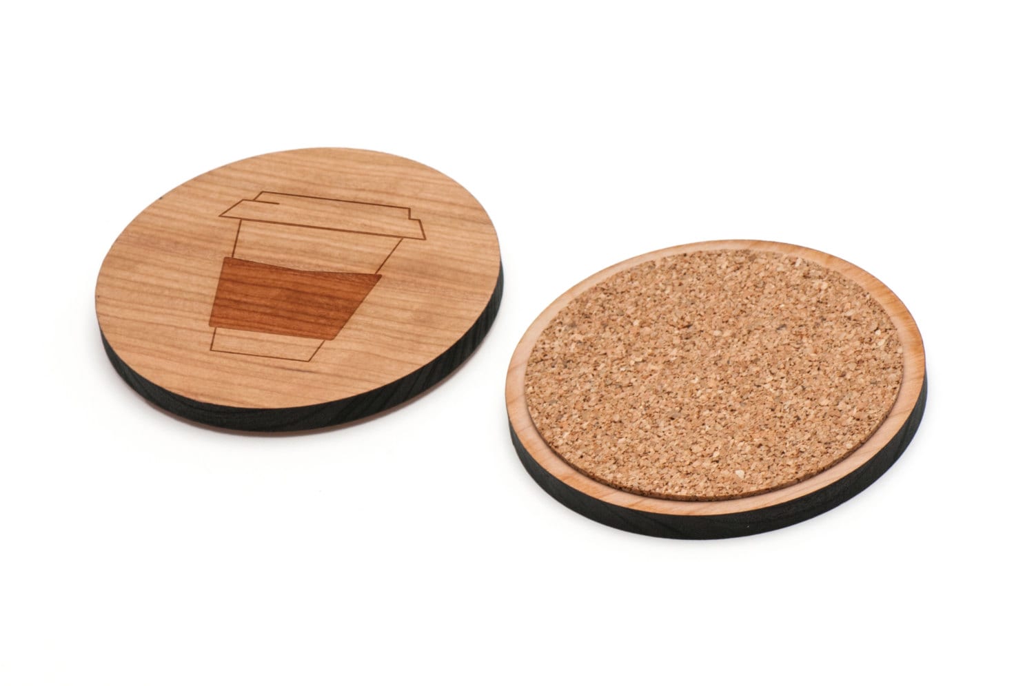 Coffee Cup Wooden Coasters Set of 4 Gifts For Him Wedding
