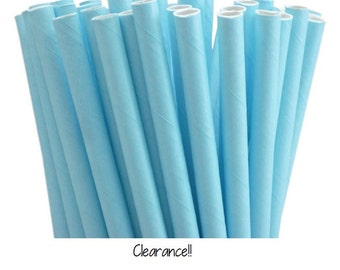 Solid Light Blue Paper Straws