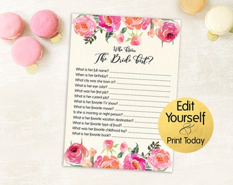 how well do you know the bride bridal shower games template
