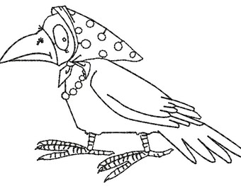 crow Embroidery Design - three sizes