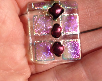 Mauve Shimmer Pattern Dichroic Fused Glass Pendant