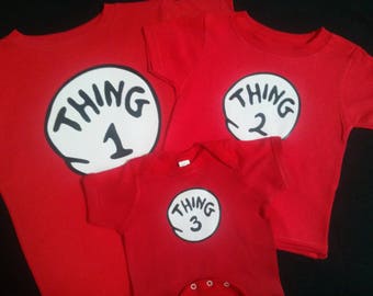 Thing 1 Thing 2 3 4 5 9 16 etc. 3 month to Adult 5X Thing One Thing Two Custom Too