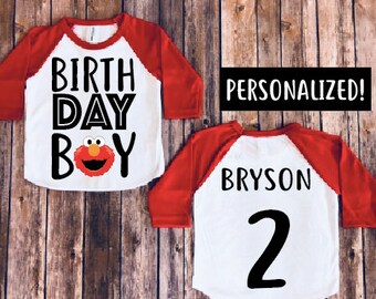 Elmo birthday shirt, baby boy birthday, elmo birthday party, elmo theme shirts, personalized birthday shirt, personalized elmo faceND