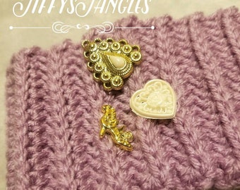 Purple Ear Warmer Headband with Buttons