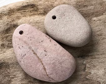 Drilled stone beads - Pebble beads - Natural stone beads - Alaska River stones - Beach pebbles - Bohemian bead supply - Raw stone - Eco bead