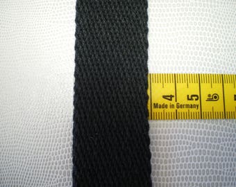 Twill cotton, width 30 mm, black woven strap
