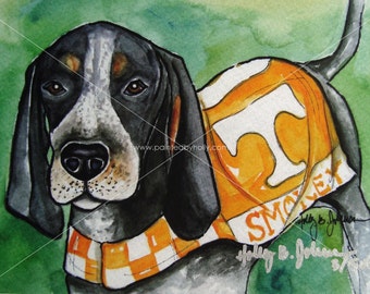 University of Tennessee Smokey Art Print // UT Vols Watercolor Painting // TN Volunteers Artwork