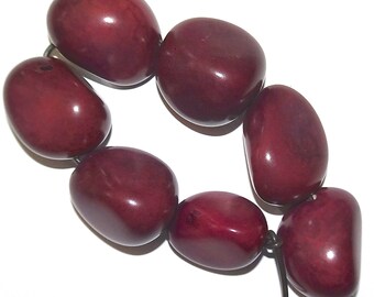Dark Purple Strand, 7 Tagua Nuts, Vegetable Ivory, EcoBeads, Tagua, Natural, Organic Seeds
