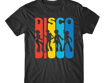 Vintage Retro 1970's Style Rainbow Disco Dancers T-Shirt