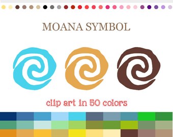 50 Colors Digital MOANA SYMBOL Clipart Moana Sun Symbol Clip Art Rainbow Moana Digital Symbol Shape Scrapbooking Crafting #C003