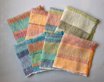 Green Striped Cloth Napkins SET of TWO Dinner Napkins Cotton Napkins