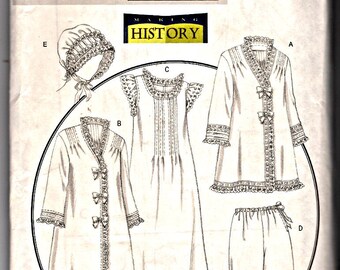 Butterick Making History Sewing Pattern B5061 Victorian Nightgown Robe Jacket Pantaloons Bonnet Rachel Wallis Size XS S M Costume Cosplay