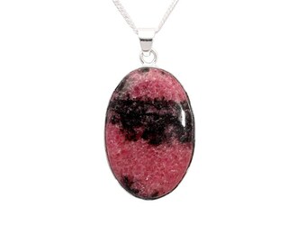 Rhodonite pendant, Sterling Silver, rhodonite jewelry, statement necklace, rhodonite necklace , gift for her, pink rhodonite, gemstone