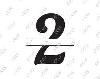 Digital Cut File, Split Numbers- Number 2, 2, Split 2, Vinyl Cutting File, SVG - DXF - EPS - Silhouette, Sure Cuts a Lot, Cricut